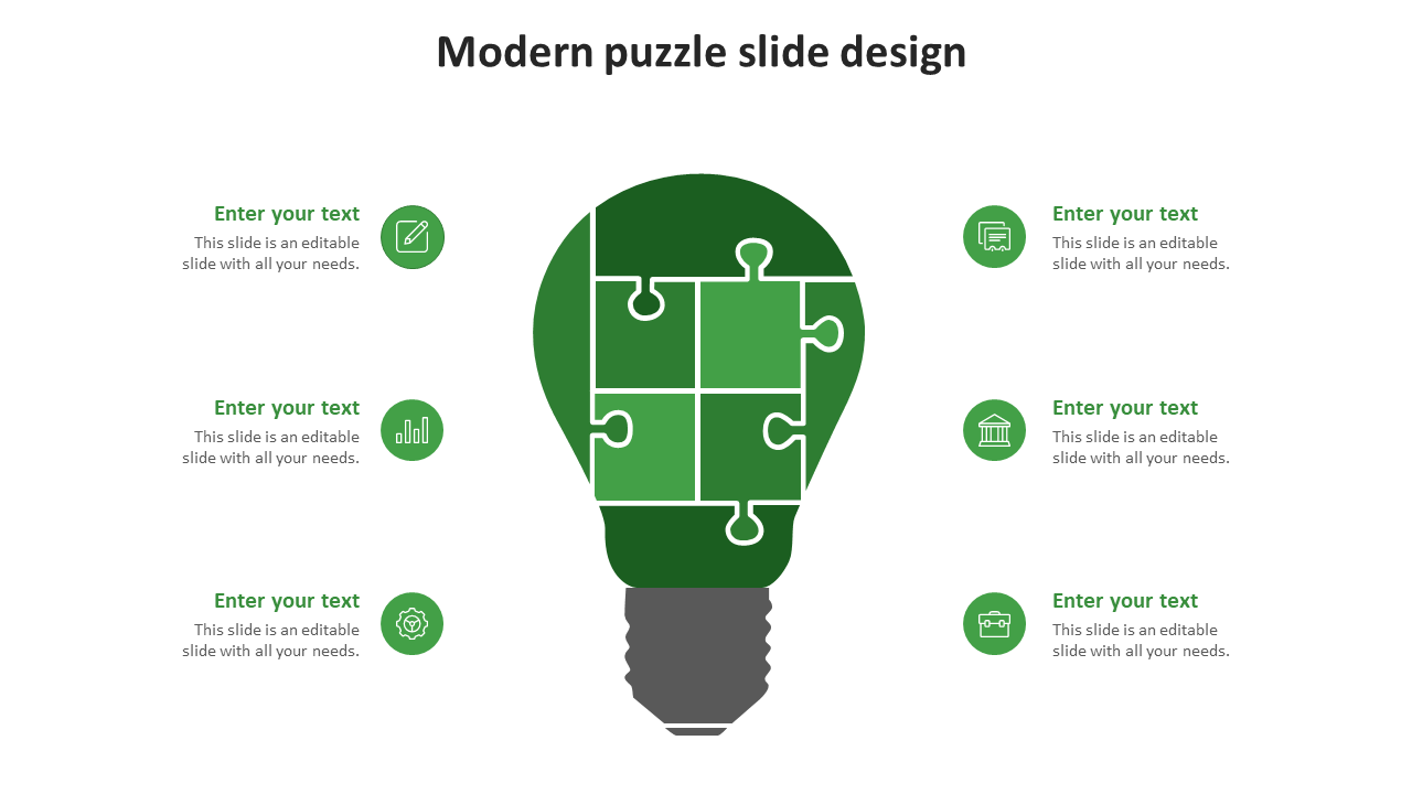 Free - Modern Puzzle Slide Design In Bulb Model